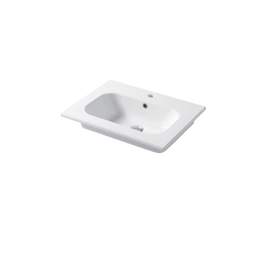 Lavabo a consolle in ceramica bianca lucida serie Qubo Square 46 Disegno-Ceramica 61cm