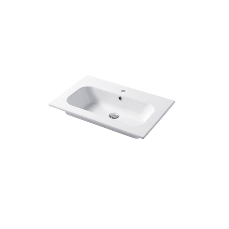 Lavabo a consolle in ceramica bianca lucida serie Qubo Square 46 Disegno-Ceramica 71cm