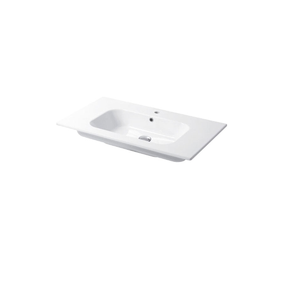 Lavabo a consolle in ceramica bianca lucida serie Qubo Square 46 Disegno-Ceramica 86cm