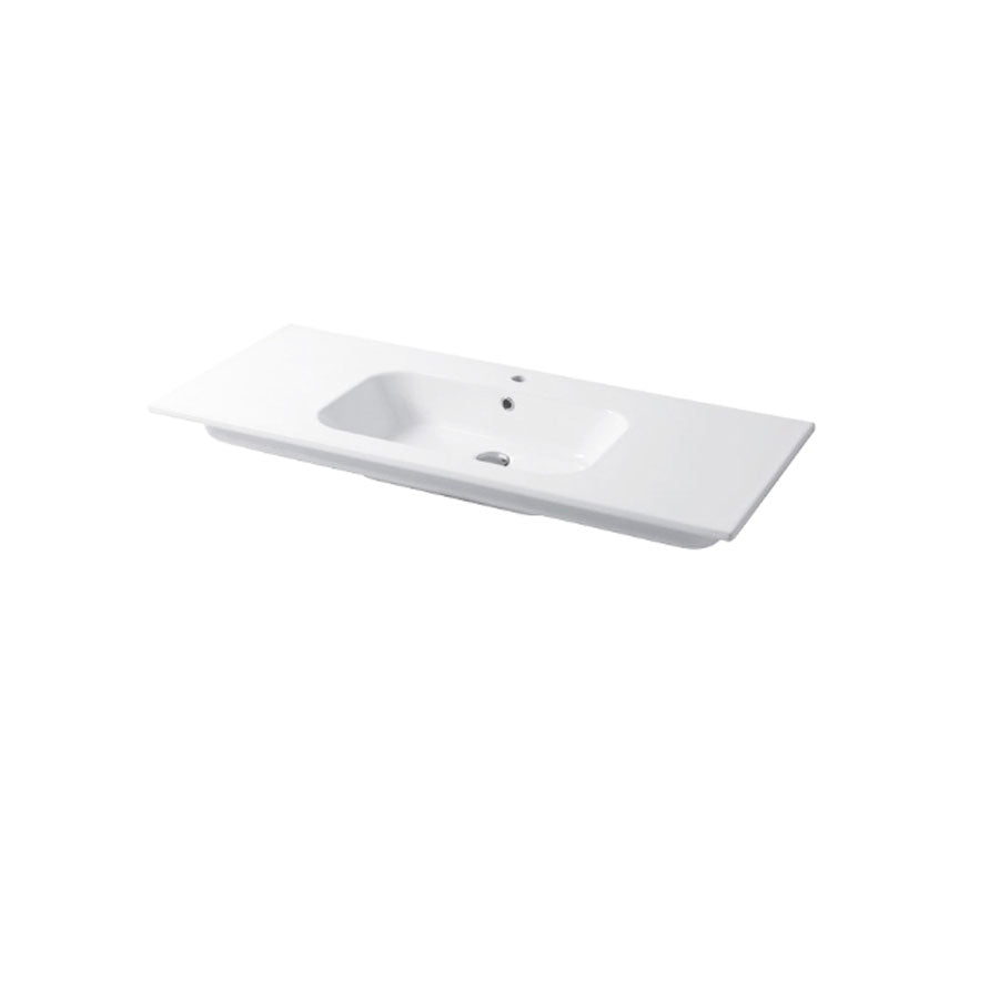 Lavabo a consolle in ceramica bianca lucida serie Qubo Square 46 Disegno-Ceramica 106cm