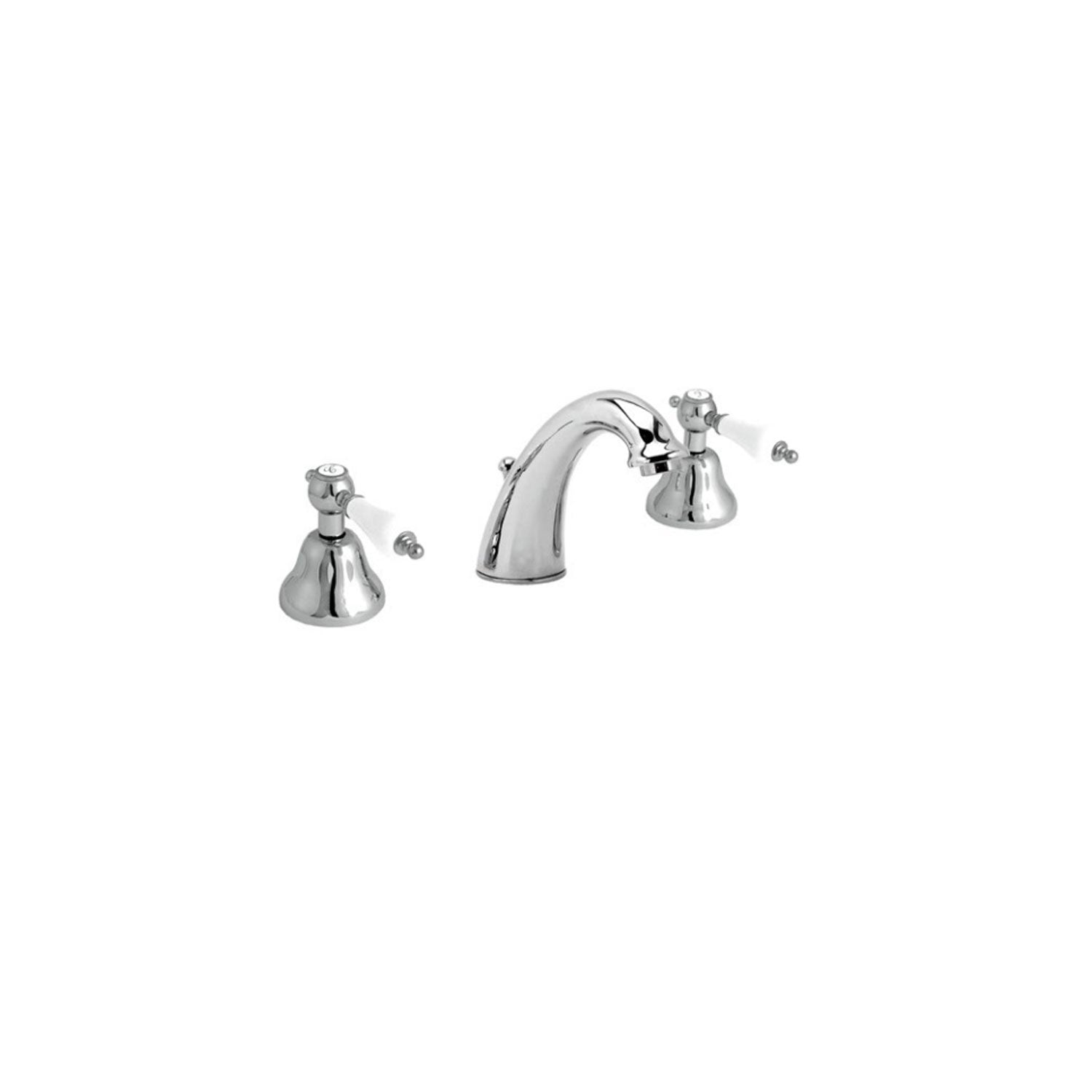 Miscelatore lavabo in ottone cromato con manici bianchi collezione King Keller Taps