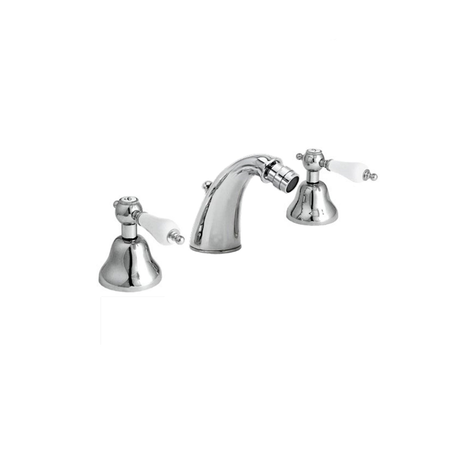 Miscelatore bidet in ottone cromato con manici bianchi collezione King Keller Taps