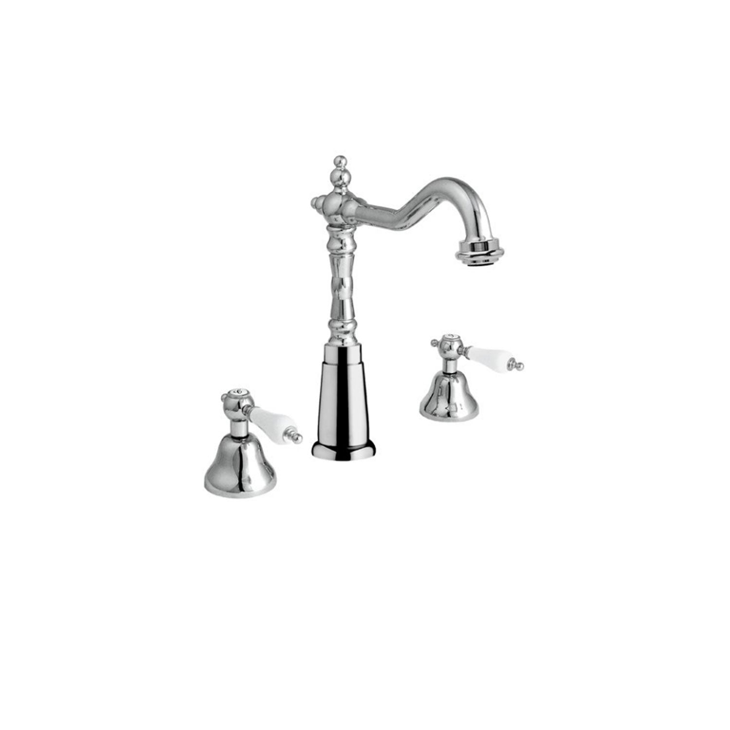 Kit miscelatori lavabo e bidet in ottone cromato bocca antica collezione King Keller Taps - 3 fori per ognuno