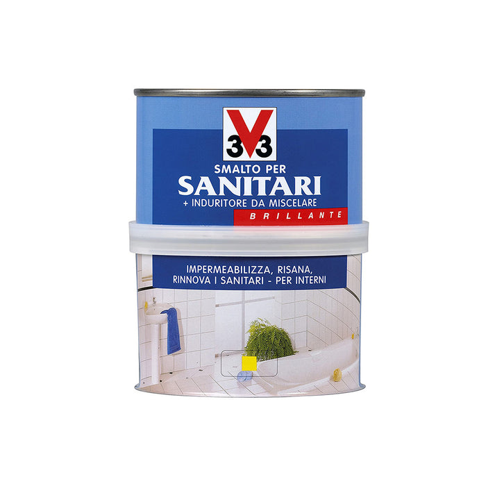 Smalto E Finitura Bianco Satinato Bicomponente Ideale Per Sanitari, Ghisa, Acciaio E Resine 0,5 Litri - V33