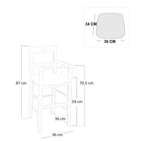 Seggiolone in legno noce chiaro con seduta similpelle grigio chiaro