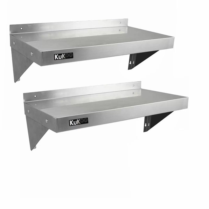 Set 2 Mensole a Muro 90x30 cm per Cucine di Ristoranti Pizzerie in Acciaio Inox