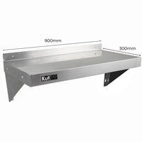 2 x Ripiani in Acciaio Inox Cucina Commerciale Mensole Muro e Staffe 90 x 30 cm