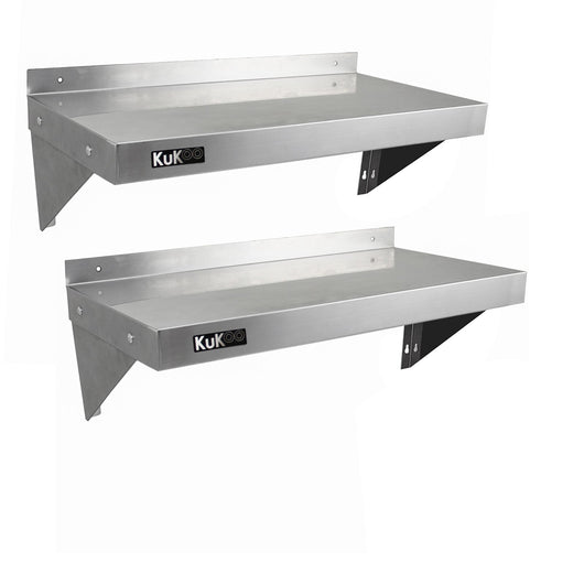 2 x Ripiani in Acciaio Inox Cucina Commerciale Mensole Muro e Staffe 90 x 30 cm