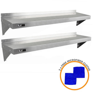 2 x Ripiani in Acciaio Inox Cucina Commerciale Mensole Muro e Staffe 140 x 30 cm