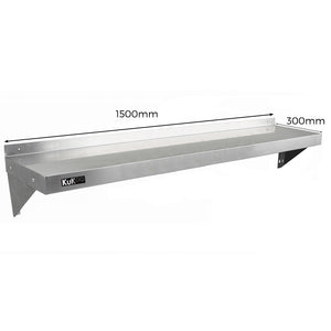 2 x Ripiani in Acciaio Inox Cucina Commerciale Mensole Muro e Staffe 150 x 30 cm