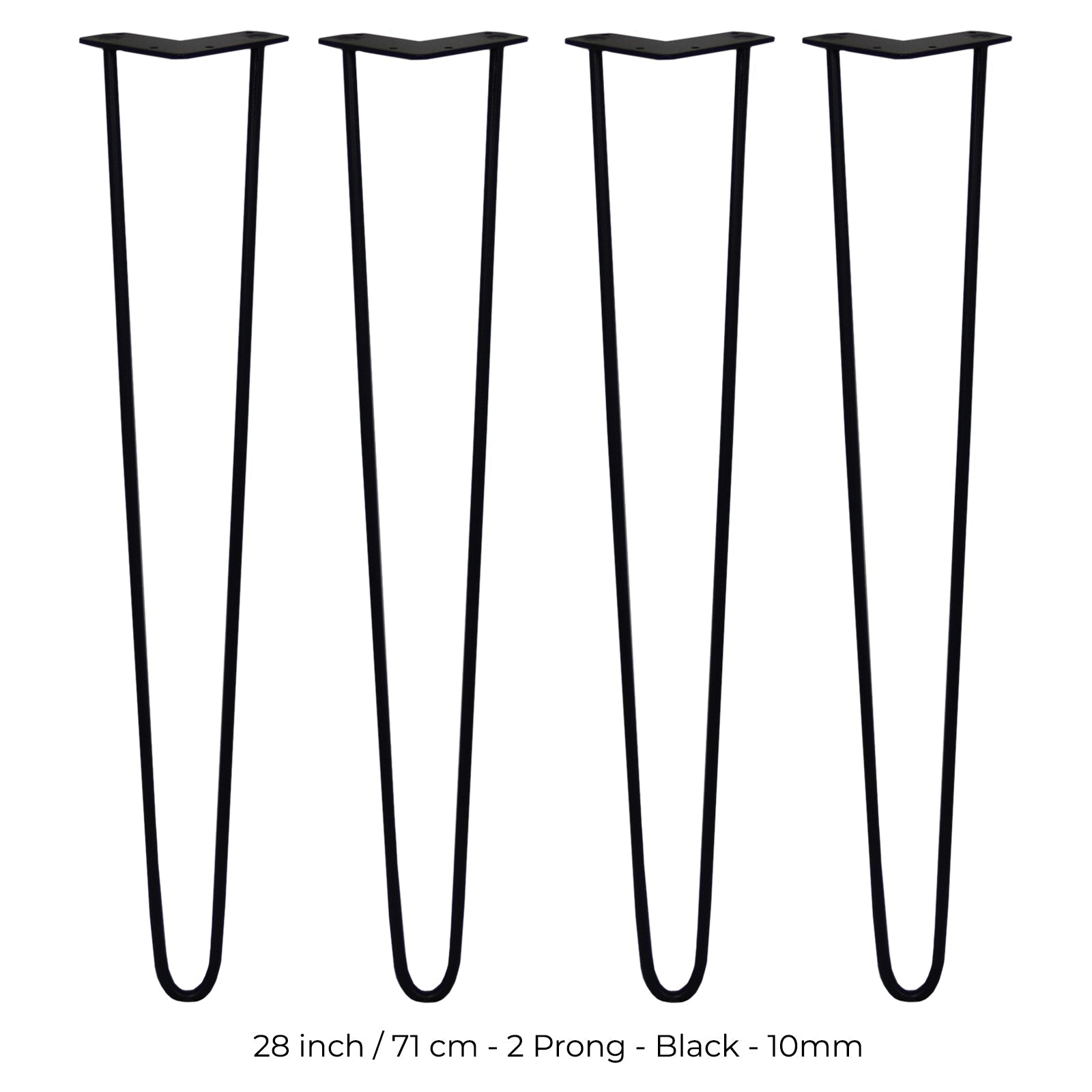 4 Gambe per Tavolo a Forcina SkiSki Legs 71cm Acciaio Nero 2 Rebbi 10mm