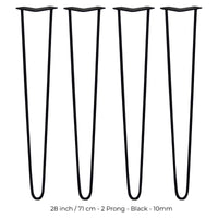 4 Gambe per Tavolo a Forcina SkiSki Legs 71cm Acciaio Nero 2 Rebbi 10mm