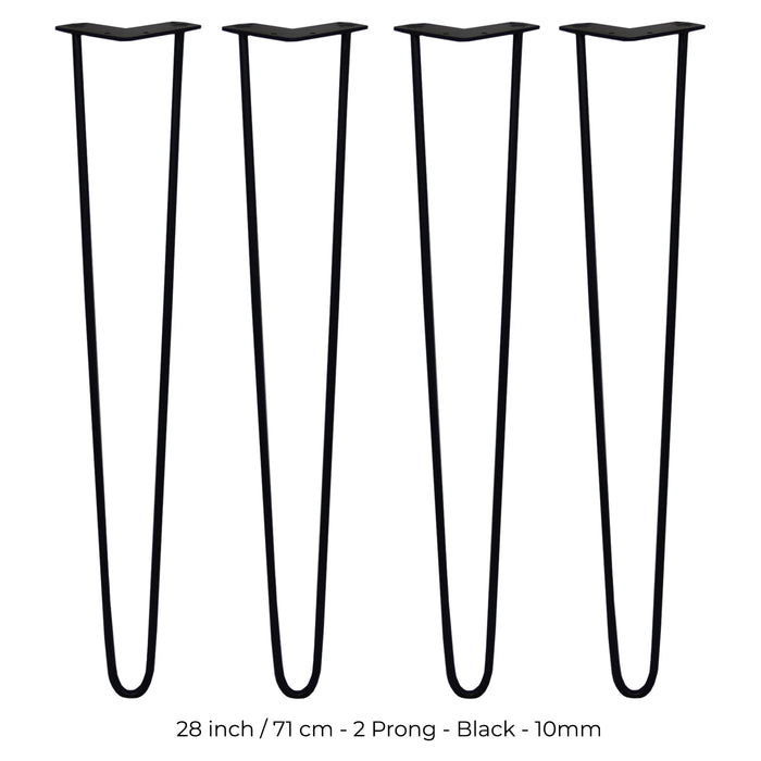 4 Gambe per Tavolo a Forcina SkiSki Legs 71cm Acciaio Nero 2 Rebbi 10mm