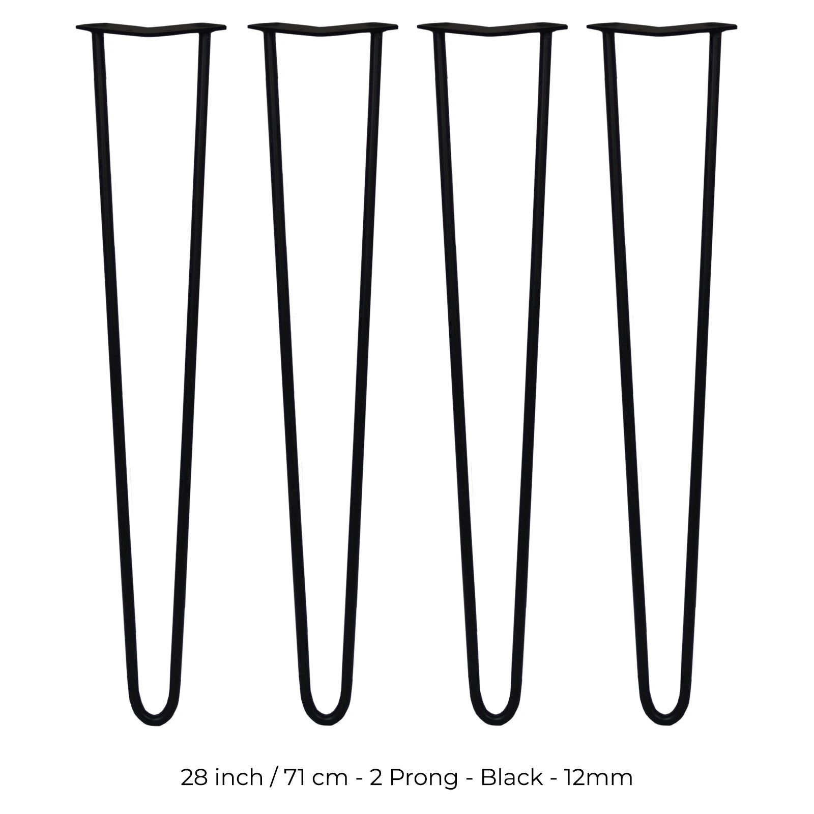 4 Gambe per Tavolo a Forcina SkiSki Legs 71cm Acciaio Nero 2 Rebbi 12mm