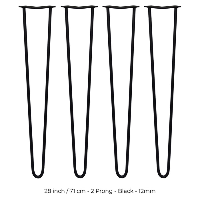 4 Gambe per Tavolo a Forcina SkiSki Legs 71cm Acciaio Nero 2 Rebbi 12mm