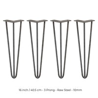 4 Gambe per Tavolo a Forcina SkiSki Legs 71cm Acciaio Naturale 3 Rebbi 10mm