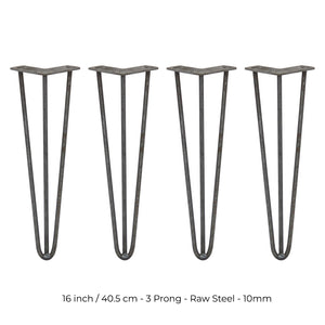 4 Gambe per Tavolo a Forcina SkiSki Legs 71cm Acciaio Naturale 3 Rebbi 10mm