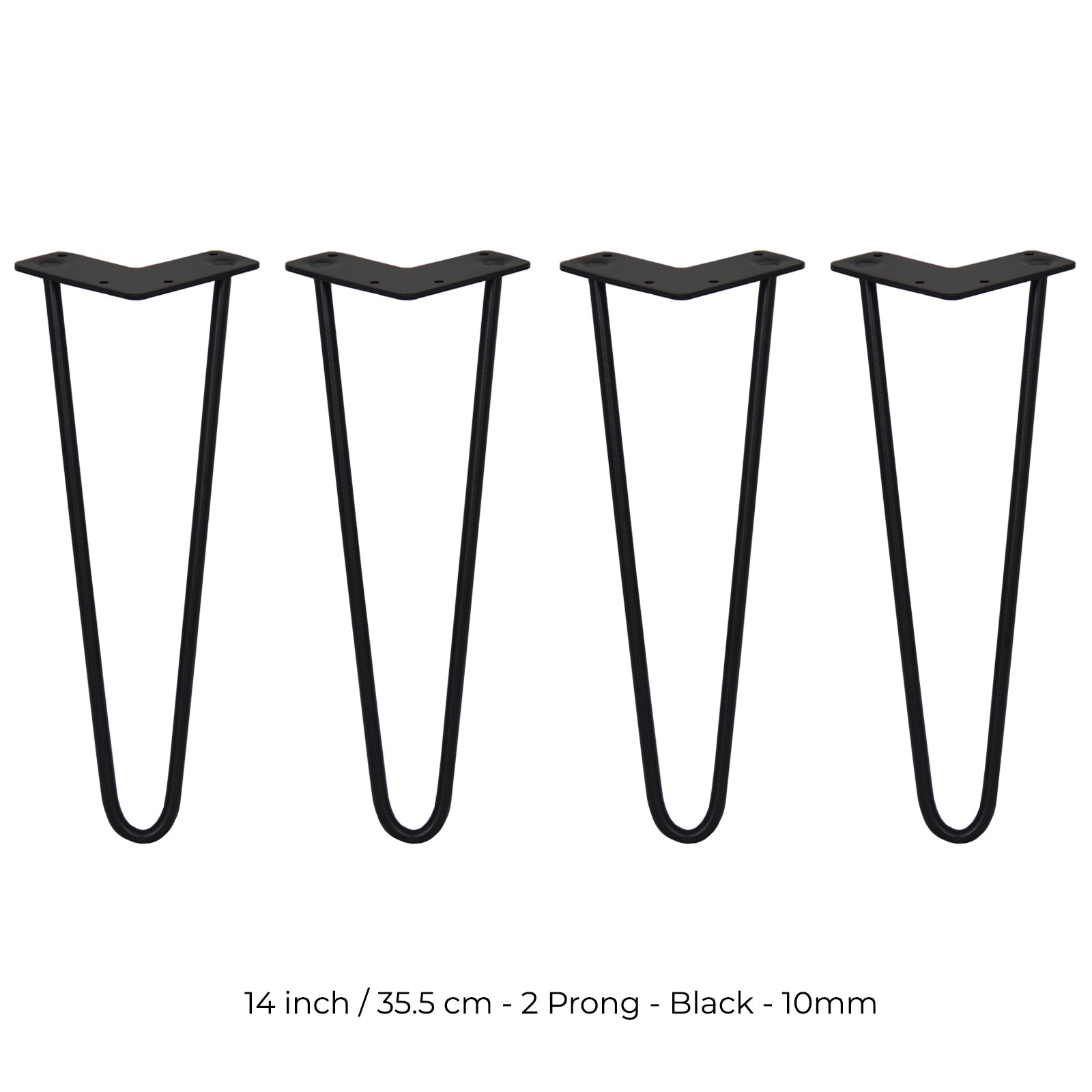 4 Gambe per Tavolo a Forcina SkiSki Legs 35,5cm Acciaio Nero 2 Rebbi 10mm