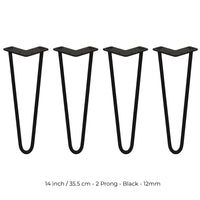 4 Gambe per Tavolo a Forcina SkiSki Legs 35,5cm Acciaio Nero 2 Rebbi 12mm