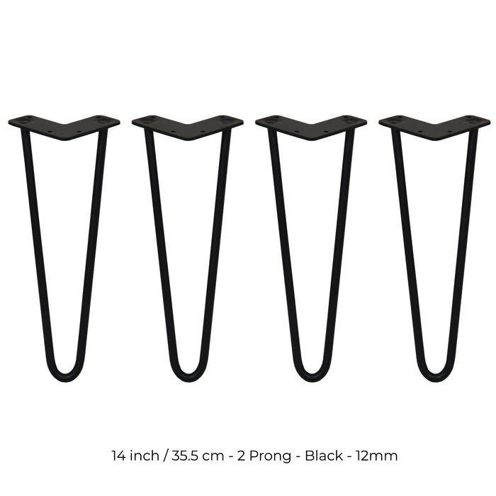 4 Gambe per Tavolo a Forcina SkiSki Legs 35,5cm Acciaio Nero 2 Rebbi 12mm