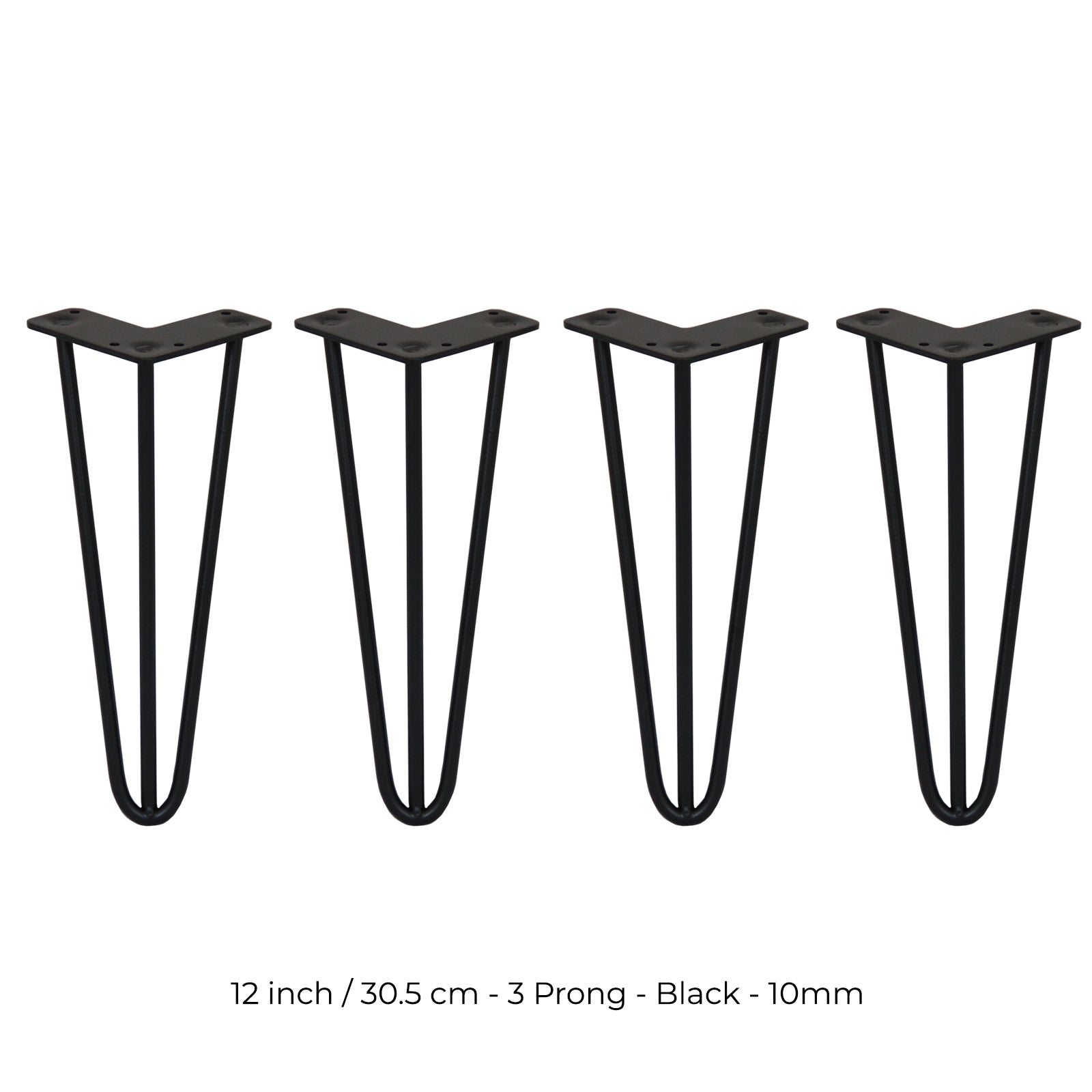 4 Gambe per Tavolo a Forcina SkiSki Legs 30,5cm Acciaio Nero 3 Rebbi 10mm