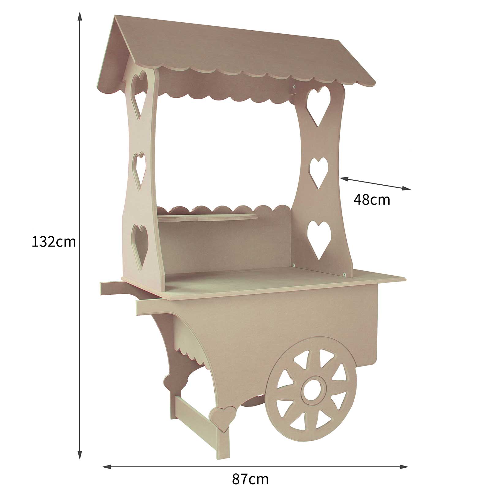 2 Carretti dei Dolci Grande e Piccolo in Legno MDF per Matrimonio, Compleanno e Battesimo