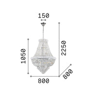 Lampadario Classico Dubai Metallo-Cristallo Cromo 24 Luci E14