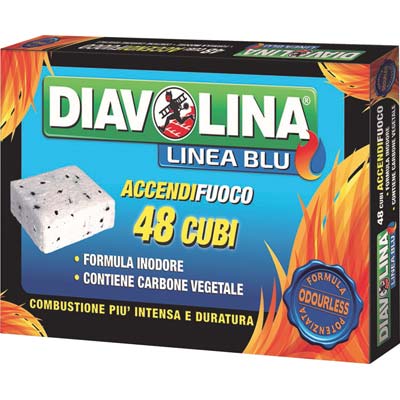 Accendifuoco lignite diavolina linea blu senza odori cubetti 48 (24 pezzi) Diavolina