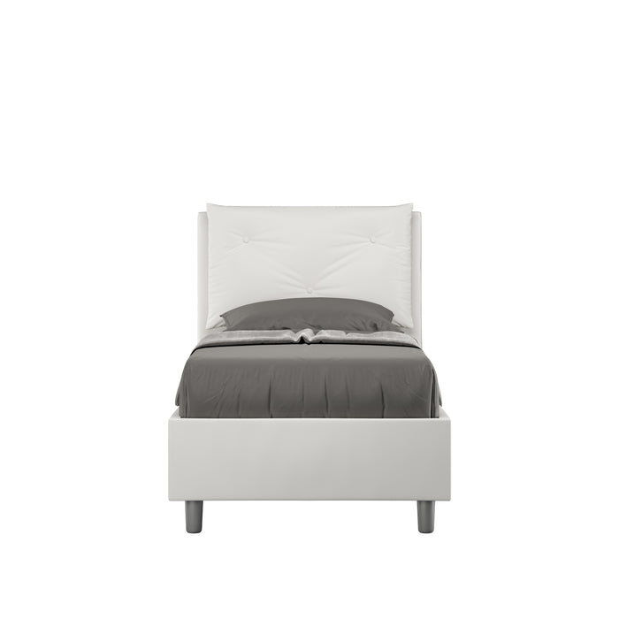 Letto Singolo 80x190 cm con Rete e Contenitore Appia Bianco