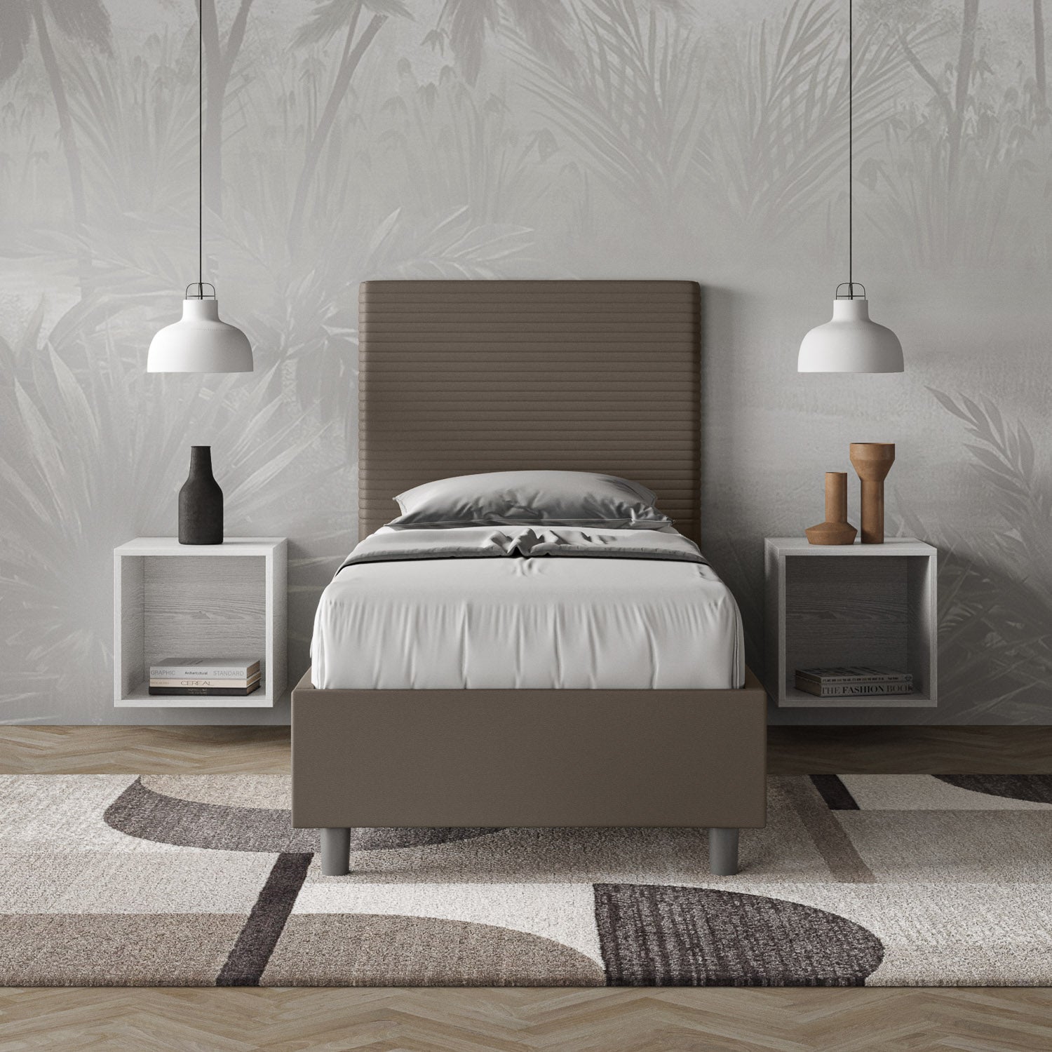 Letto Singolo 80x190 cm con Rete Focus Cappuccino