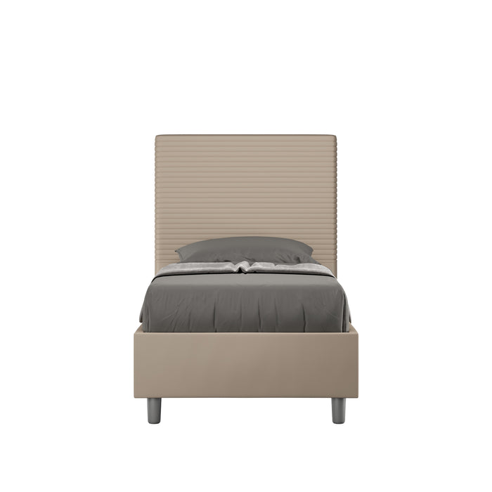 Letto Singolo 80x190 cm con Rete e Contenitore Focus Tortora