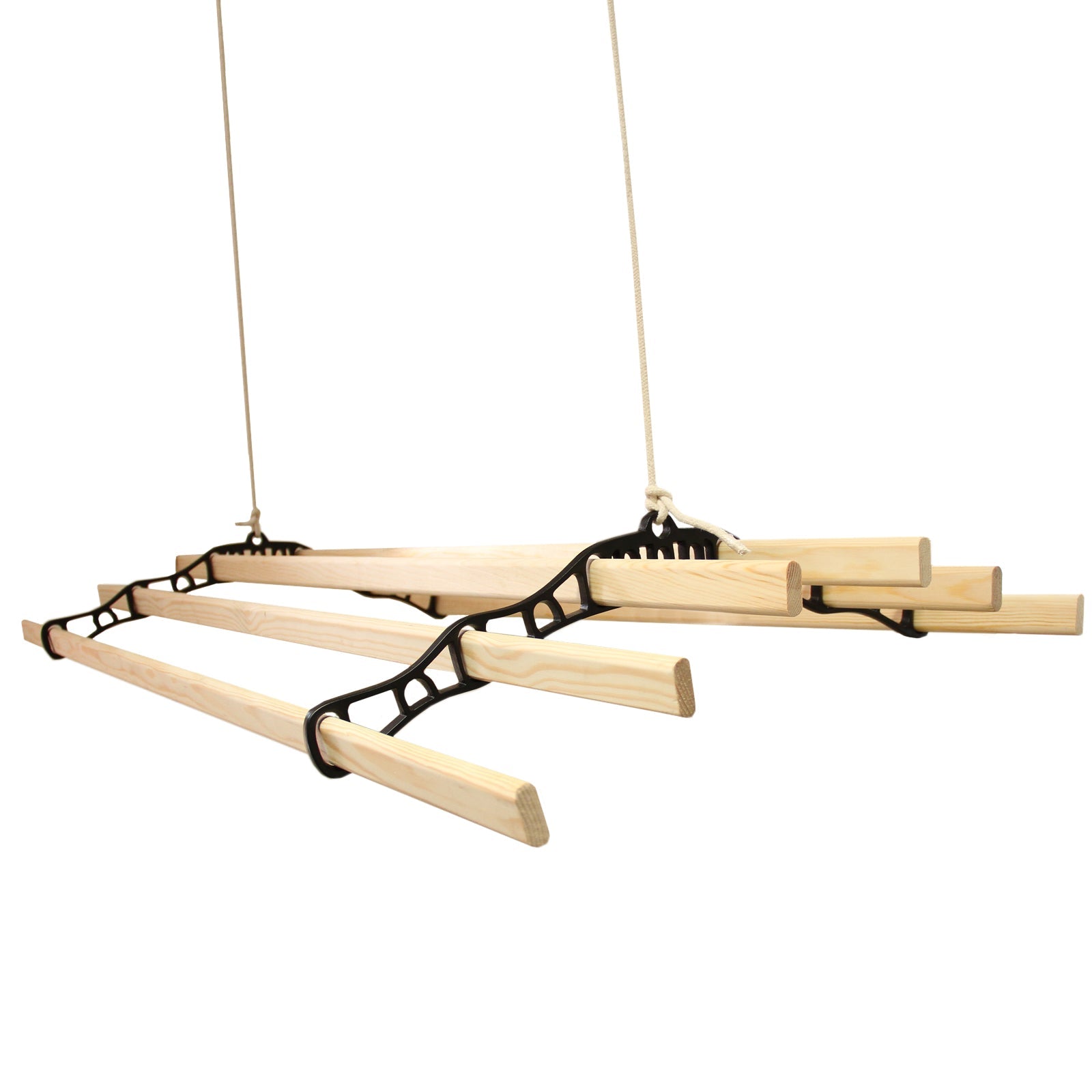 Stendibiancheria da Soffitto con 6 Stecche Legno 180cm e Supporti Ghisa Neri