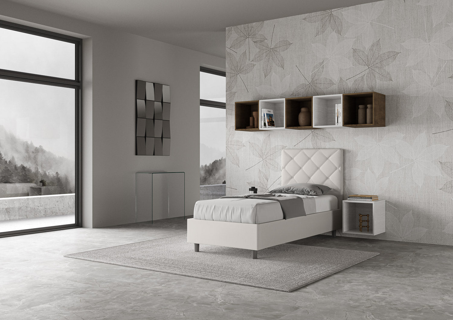 Letto Singolo 80x200 cm con Rete Priya Bianco