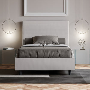 Letto Singolo 100x190 cm con Rete e Contenitore Focus Bianco