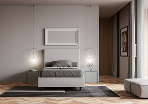 Letto Singolo 100x190 cm con Rete e Contenitore Focus Bianco