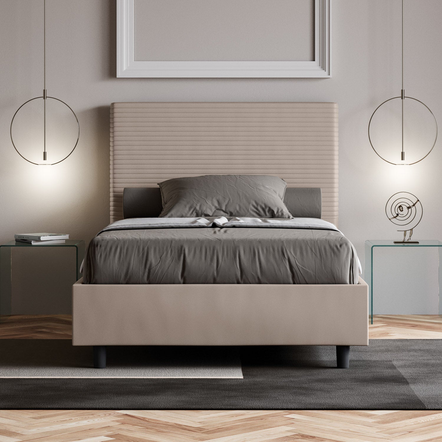 Letto Singolo 100x200 cm Senza Rete Focus Tortora