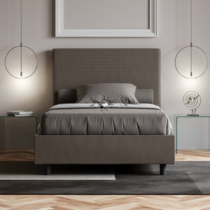 Letto Singolo 100x210 cm con Rete e Contenitore Focus Cappuccino