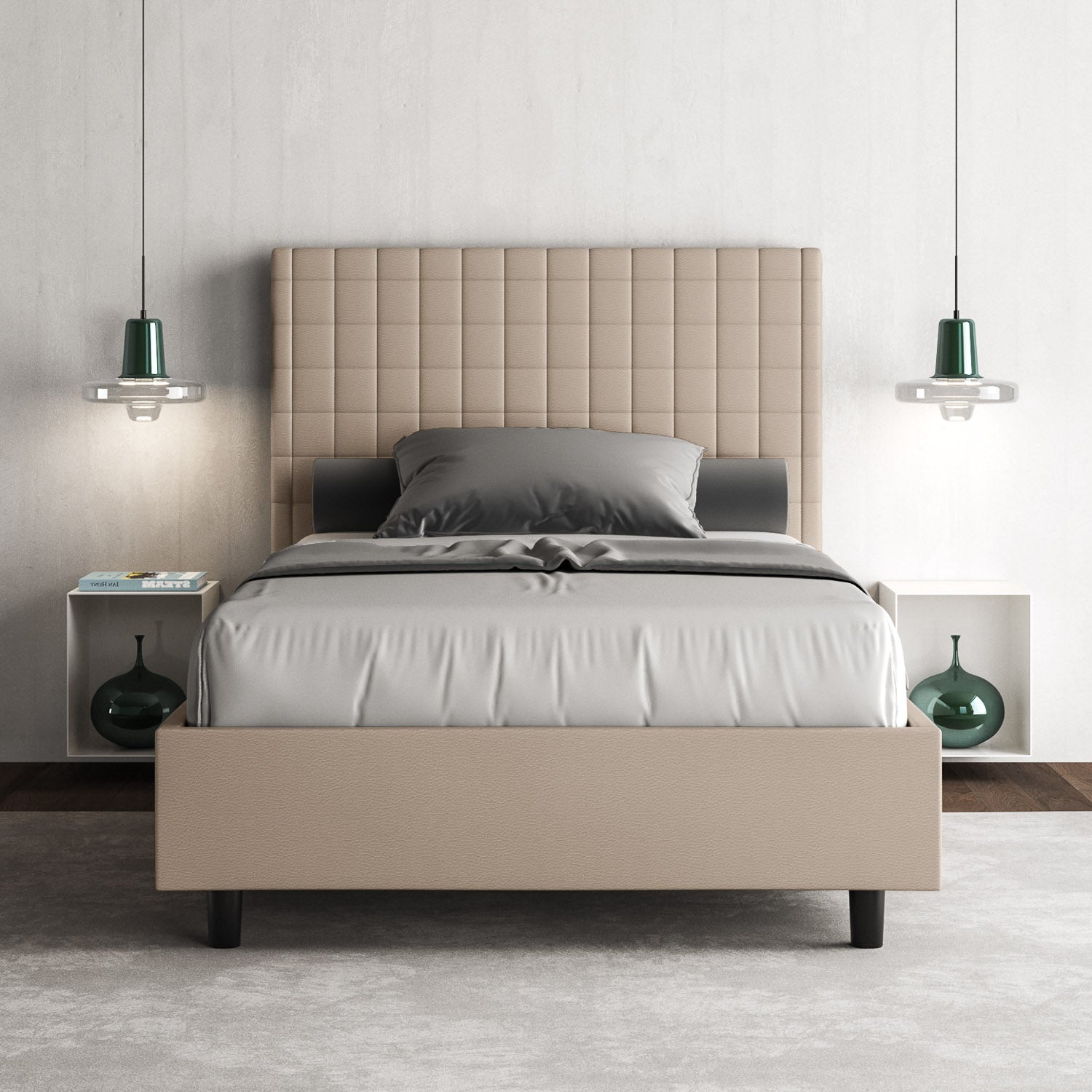 Letto Singolo 100x210 cm con Rete Sunny Tortora