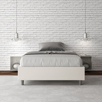 Letto 1 Piazza e Mezzo Sommier 120x190 cm con Rete e Contenitore Azelia Bianco