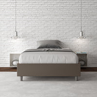 Letto 1 Piazza e Mezzo Sommier 120x210 cm con Rete e Contenitore Azelia Cappuccino