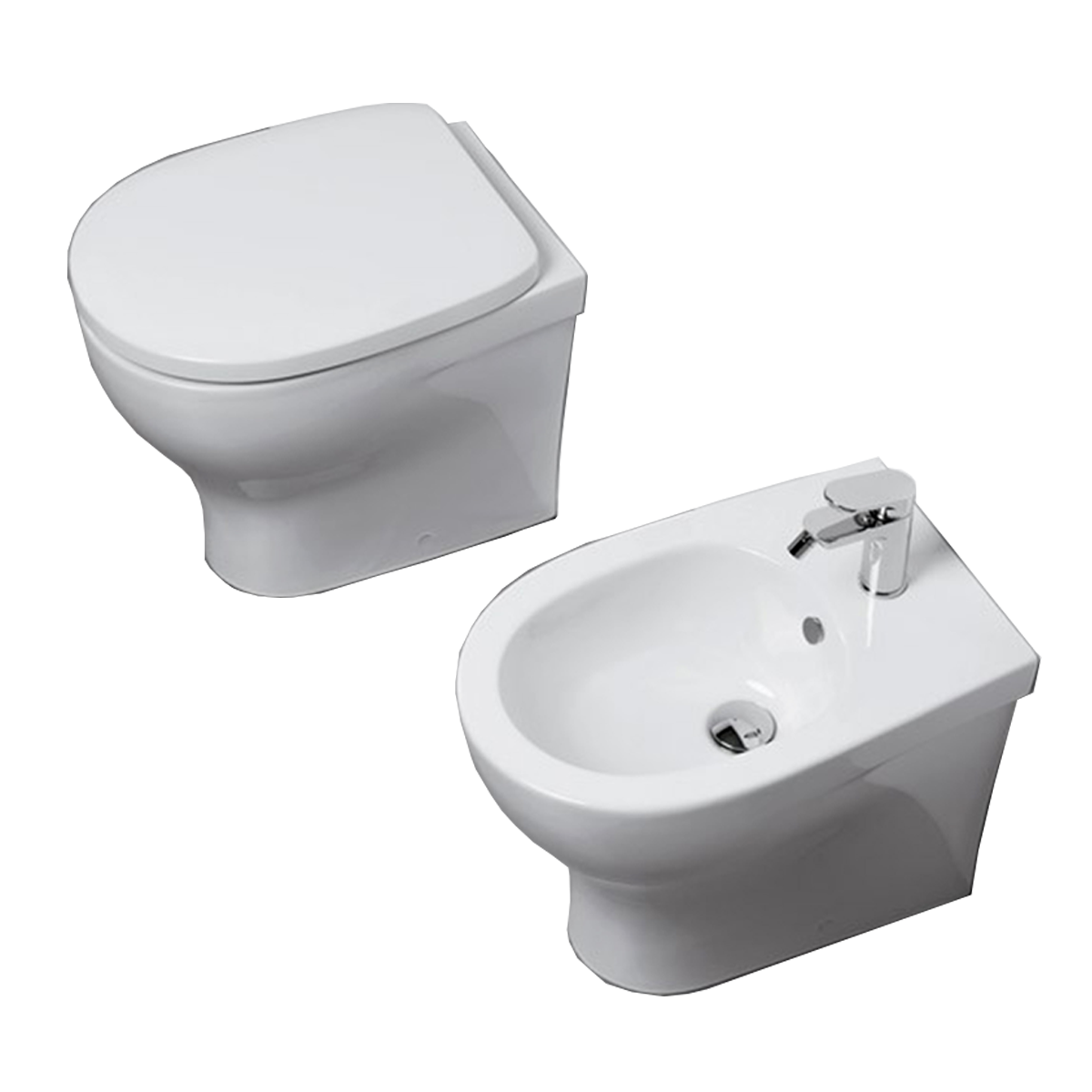 Sanitari Filo parete Ceramica Azzurra Pratica WC e BIDET con sedile SOFT CLOSE Filo muro Offerta