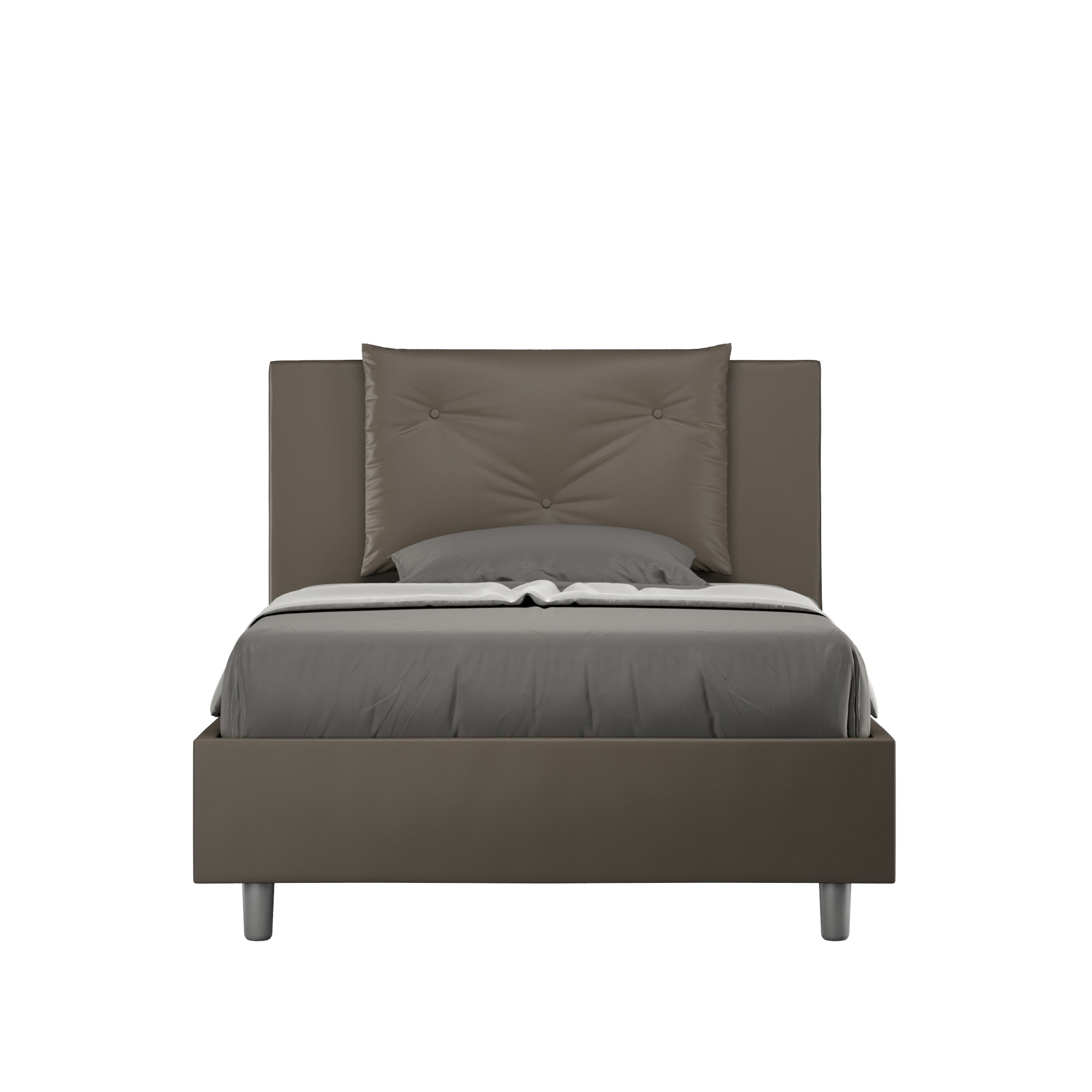 Letto 1 Piazza e Mezzo 120x210 cm con Rete e Contenitore Appia Cappuccino