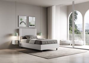 Letto 1 Piazza e Mezzo 120x200 cm con Rete e Contenitore Goya Bianco