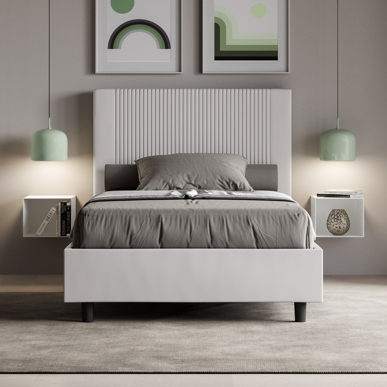 Letto 1 Piazza e Mezzo 120x210 cm Senza Rete Goya Bianco