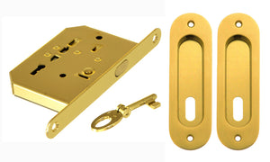 kit x porte scorrevole con coppia nicchie ovale con chiave oro-lucido cod:ferx.24553.stock