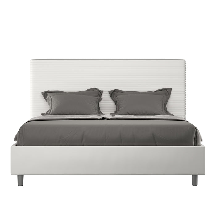 Letto Matrimoniale Large 170x190 cm con Rete e Contenitore Focus Bianco