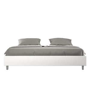 Letto Matrimoniale Large Sommier 180x200 cm con Rete e Contenitore Azelia Bianco