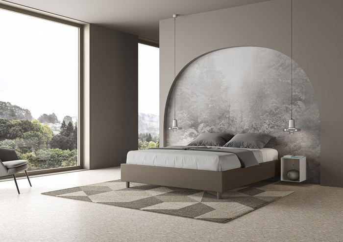 Letto Matrimoniale Sommier 160x200 cm con Rete Azelia Cappuccino