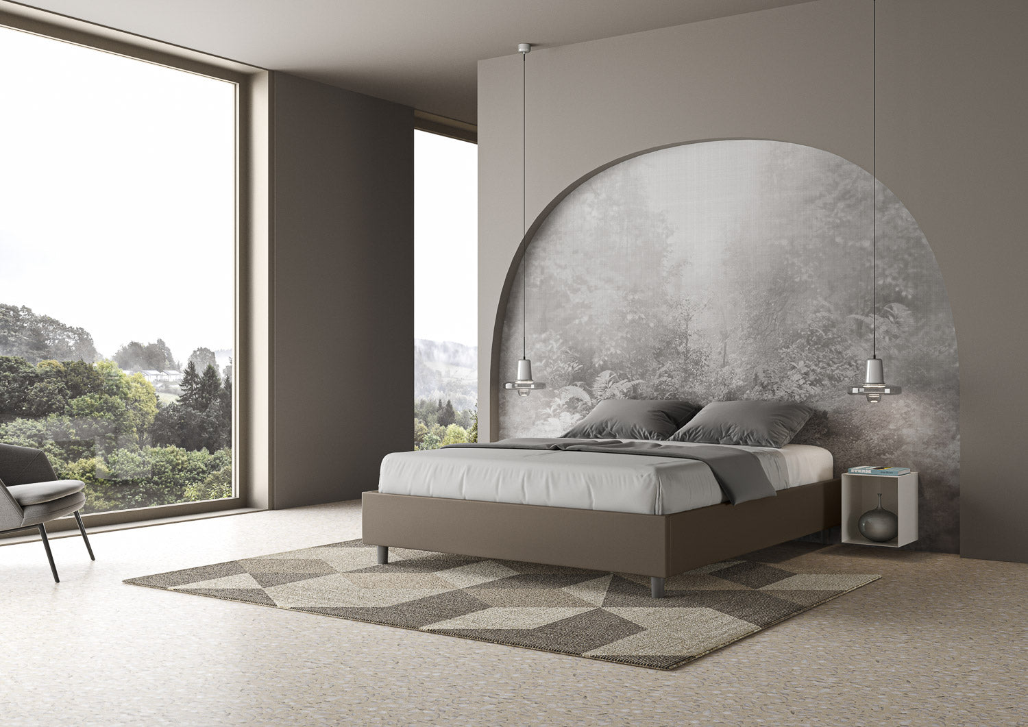 Letto Matrimoniale Sommier 160x210 cm Senza Rete Azelia Cappuccino