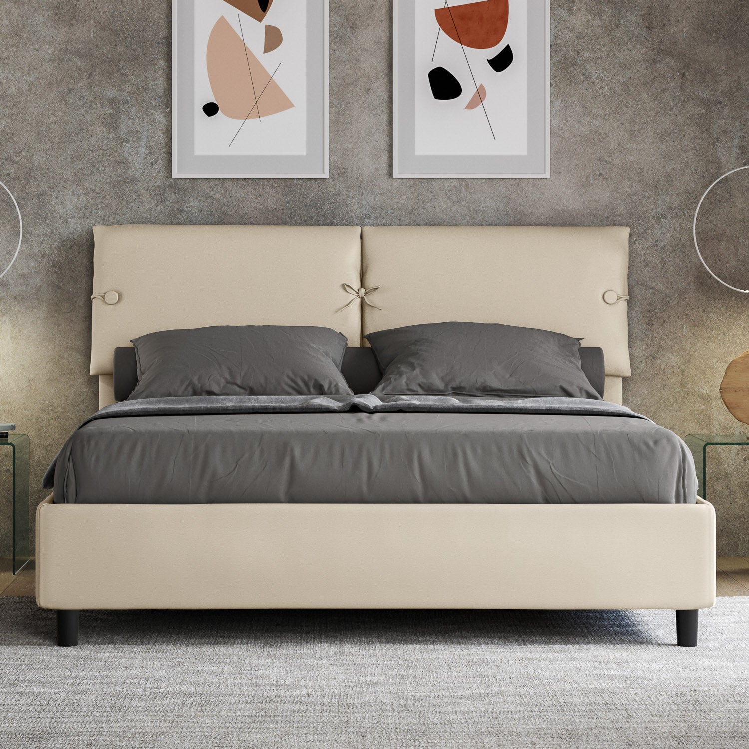 Letto Matrimoniale 160x190 cm con Rete e Contenitore Sleeper Tortora